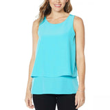 DG2 by Diane Gilman Women's Mixed Media Easy Tank Blouse