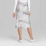 Wild Fable Women's Satin Bias Cut Tie-Dye Midi Skirt