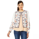 LaBellum by Hillary Scott Lined Hook And Eye Embroidered Jacket Ivory Plus 2X