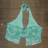 Wild Fable Women's Sleeveless Halter Fly Away Top Green Floral 2XL