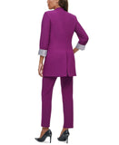 Calvin Klein Women's Long Contrast Cuff Open Front Topper Blazer