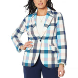 DG2 by Diane Gilman Women's Stretch Crepe Blazer Jacket Buffalo Plaid XL