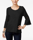 Style & Co. Women's Crochet Trim Bell Sleeve Knit Top