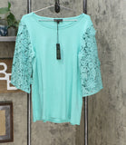 DG2 by Diane Gilman Lace Half Sleeve Knit Top