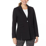 DG2 by Diane Gilman Women's Stretch Knit Ponte Blazer Black XL