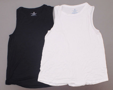 Jane and Bleecker Bleecker Women's 2 Pack Lounge Tank Tops Black / White Medium