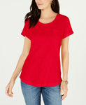 Style & Co Women's Cuffed Sleeve Slub Knit Cotton T-Shirt