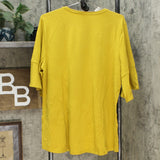 Denim & Co. Women's Studio Round Neck Elbow Bell Sleeve Hi-Low Hem Top