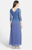 Alex Evenings Mock Two-Piece 3/4 Sleeve Full Length A-Line Gown