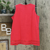 DG2 by Diane Gilman Women's Crochet Trim Tank Top Red Large