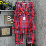 Victoria's Secret Womens Plaid Flannel Cotton Pajama Pant Shirt Sleep Set