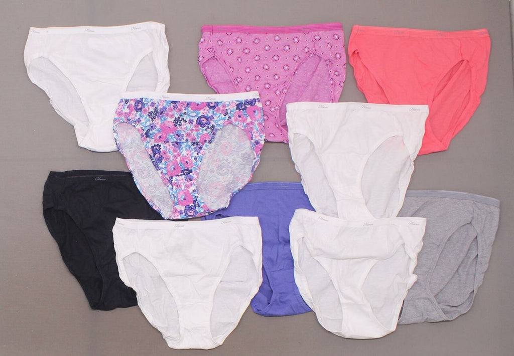 Hanes Women's LOT OF 10 PAIRS Cotton Hi-Cut Underwear Panties