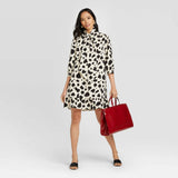 Who What Wear Women's Polka Dot 3/4 Sleeve Shift Dress