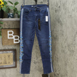 DG2 by Diane Gilman Women's Tall Classic Stretch Embroidered Stripe Skinny Jeans