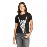 Zoe + Liv Women's Skeleton Bones Short Sleeve Graphic T-Shirt