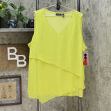 Nina Leonard Women's Plus Size Sleeveless Mixed Media Tiered Tank Top