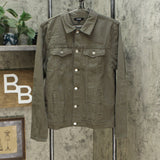 Jackson Men's Deconstructed Trucker Denim Jean Jacket Olive Small