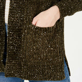 Hippie Rose Women's Junior Fit Chenille Pocket Sweater Cardigan