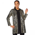 Slinky Brand Women's Long Sleeve Leopard Print Jacquard Duster Jacket