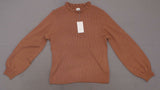 A New Day Women's Long Sleeve Frill Neck Ribbed Pullover Sweater