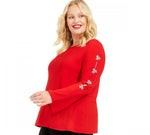 INC International Concepts Plus Embellished Bell Sleeve Knit Top