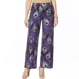 IMAN Women's Global Chic Luxury Resort Peacock Print Palazzo Pants