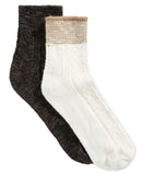 HUE Women's 2 Pack Striped Shortie Boot Socks. U18975