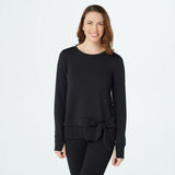 Cuddl Duds Women's Lightweight Comfort Tie Front Top Black Large