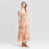 Isabel Maternity by Ingrid & Isabel Print Short Sleeve Smocked Maternity Dress
