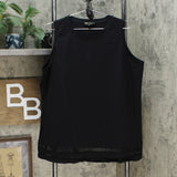 DG2 by Diane Gilman Women's Crochet Trim Tank Top Black Plus 1X
