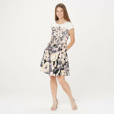 Isaac Mizrahi Live! Women's Floral Engineered Woven Dress Neutral 14