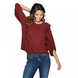 Universal Thread Women's 3/4 Sleeve Crewneck Ruffle Top Shirt