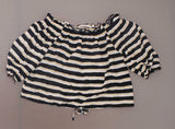Who What Wear Women's Striped Off the Shoulder Bardot Top Black Multi XL