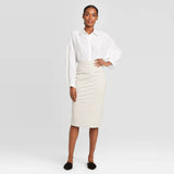 Prologue Women's Ponte Knit Midi Pencil Skirt