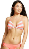 Mossimo Womens Striped Triangle Bikini Swim Top Hot Coral Medium