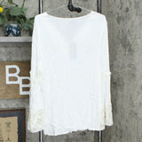 DG2 by Diane Gilman Plus Crochet Trim Bell Sleeve Crinkle Top