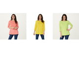 Isaac Mizrahi Live! Plus 3/4-Sleeve Knit Top With Cross Back Detail