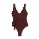 Shade & Shore Women's Plunge Tie-Front Wrap One Piece Swimsuit