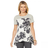 DG2 by Diane Gilman Women's Plus Size Combo Print Scarf Hem T-Shirt