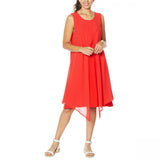 DG2 by Diane Gilman Women's Knit Layered Drama Dress Red XL