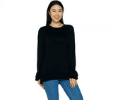 Isaac Mizrahi Live! Women's Pullover Long Sleeve Sweater Black Medium
