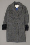 A New Day Women's Plaid Double Breasted Wool Overcoat with Fur Trim