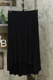 JM Collection Womens High Low A Line Skirt Black Large
