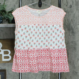 Style & Co. Women's Cotton Tiered Printed Top Spring Embrace Medium