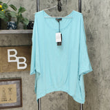 DG2 by Diane Gilman Women's Plus Size Pleat Front Cold Shoulder Dolman Top
