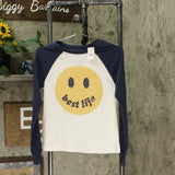 Zoe + Liv Women's Smiley Face Best Life Long Sleeve Graphic T-Shirt