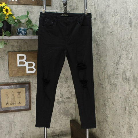 Wild Fable Women's High Rise Distressed Skinny Jeans Black 14