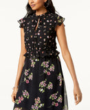 Taylor Women's Mixed-Floral Ruffled Keyhole Midi Dress. 9784M Black 16