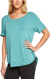 Matty M Women's Roll Cuff French Terrry Tunic T-Shirt Teal Medium