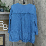 LOGO by Lori Goldstein Lavish Button-Front Woven Top With Knit Sleeves